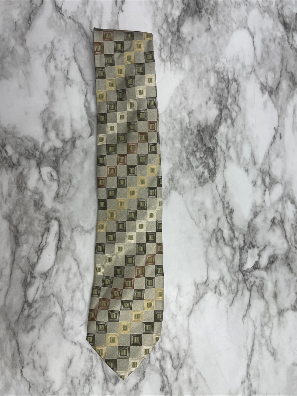Classic Men's Patterned Tie in Beige and Olive
